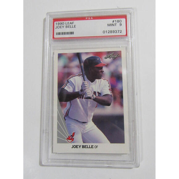 1990 Leaf Joey Albert Belle PSA 9 MINT Rookie RC #180 Cleveland Indians - Picture 1 of 3
